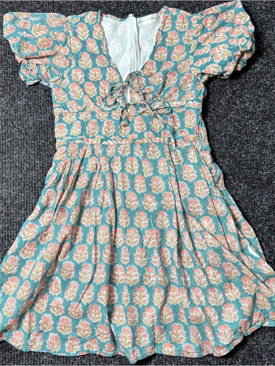 Grace Dresses & Skirts - Grace Holiday Floral Cottagecore Dress Medium Puff Sleeve Boho Tie Front